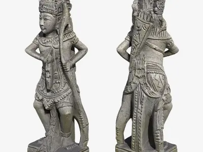 Thai Sandstone Male Warrior Low-poly 3D model