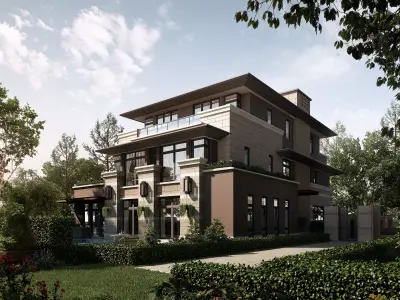 3D model of 2022 luxury fashion villa exterior 27 3D model