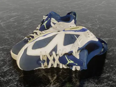 NIKE AIR JORDAN 6 INSIGNIA BLUE 3D SHOES Low-poly 3D model