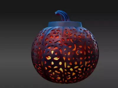 Pumpkin Candle Lantern 3D Model Decorative Pumpkin Light Low-poly 3D model