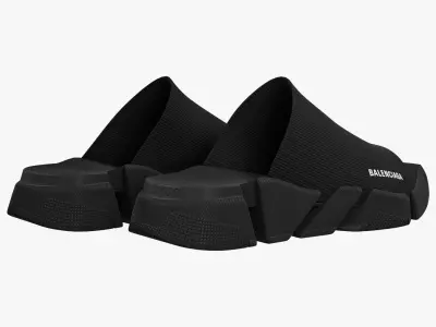 Balenciaga Speed 2 Slide Sandals Black 3D model