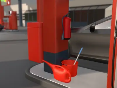 Red Bucket and  Watering Can Low-poly 3D model