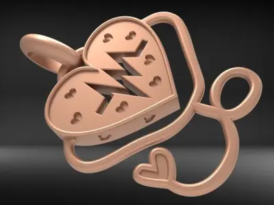 Medical Stethoscope Pendant Necklace Women Heartbeat Jewelry  3D print model