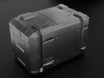 metal silver sci fi cargo box Free low-poly 3D model