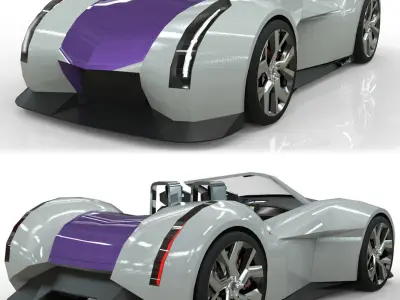 Roadster lowpoly concept birdcar Low-poly 3D model