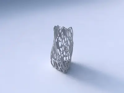 Vase twist curved tipping triangle with cracked organic lattice  3D print model