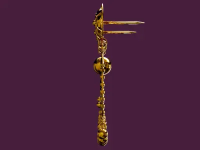 Dripping Drop in Crescent Golden Earring Luxury Jewelry  3D model