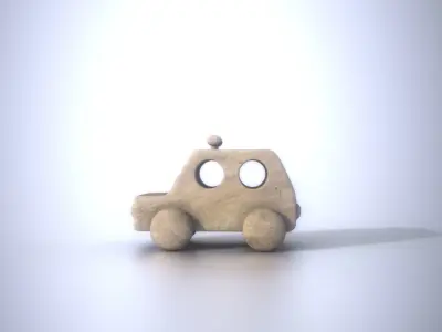 Police Car Toy Light Wood LP and HP Game Ready PBR Low-poly 3D model