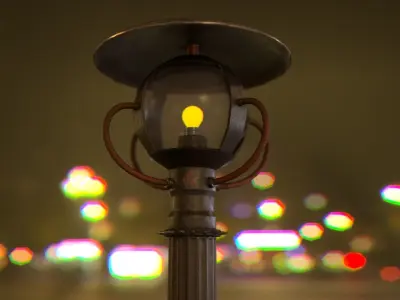 Cyberpunk - sci-fi street light unreal engine compatable Low-poly 3D model