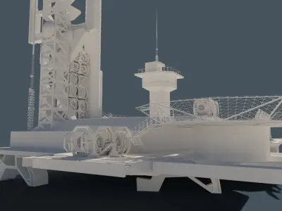 futuristic spaceship launch pad 3D model