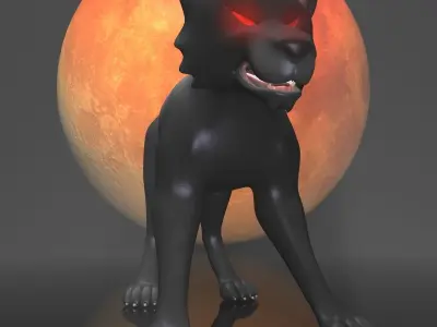 Dark Wolf RIGGED Low-poly 3D model