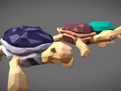 Low Poly Tortoise Pack Low-poly 3D model
