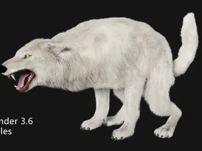 animated arctic wolf Low-poly 3D model