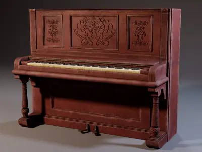 Old Upright Piano - Game Ready Low-poly 3D model