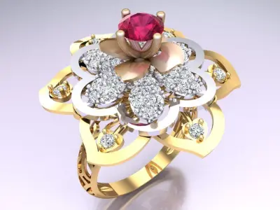  Mesh flower ring - Italian rings - Womens Rings - N6817 3D print model