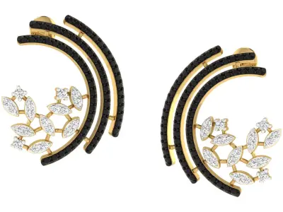 Light Weight Yellow Gold Diamond Earring  -EAR-035 3D print model