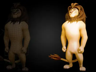 Biped Lion Rigged Low-poly 3D model