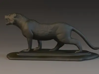 tiger bronze stone city sculpture Bronze Tiger Sculpture 3D model