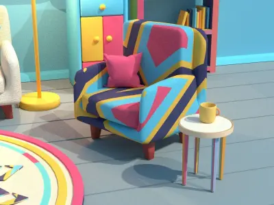 Stylized Living Room 3D model