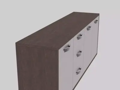 Sideboard with drawers and metal legs Free 3D model