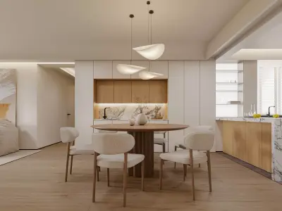 Modern living room dining room interior scenes 284 3D model