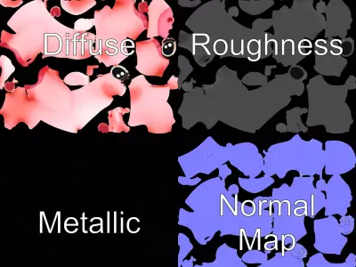 Cartoon piglet with rounded pink body tiny snout and curly ta... Low-poly 3D model