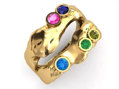 Colored Gemstone Ring- Stone Inspired Design 3D print model