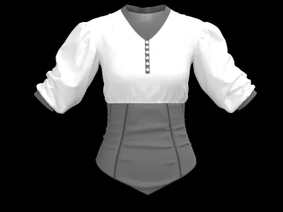Blouse with Corset Marvelous Designer 3D model