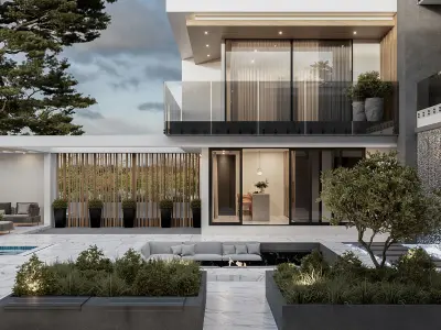 Exterior modern luxury home  scene 3D model
