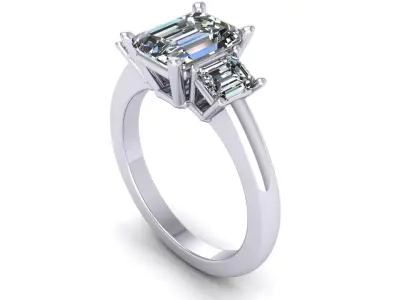 Three Stone Diamond Ring R03 3D print model
