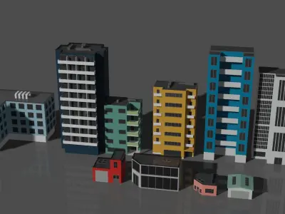 Buildings LowPoly Free low-poly 3D model