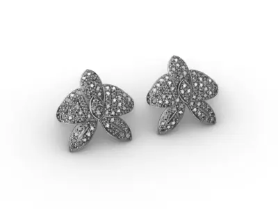 Floral Earrings with Diamonds - Brinco Floral com Diamantes  3D print model