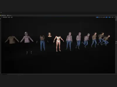 Woman - Winter Outfit 3 - Modular - Rigged Low-poly 3D model