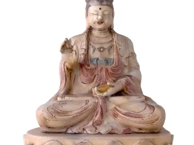 Carved Marble Buddha 3D model