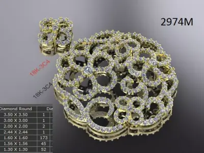 jewelry necklace and earrings with diamonds 3D print model