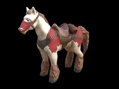 3D horse toy with armor Low-poly 3D model
