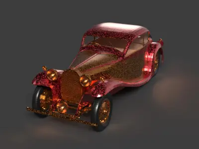 Golden vintage car   3D model