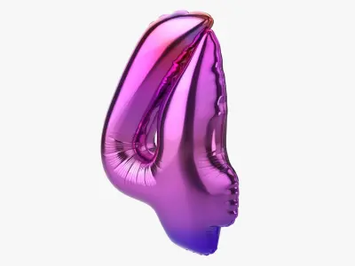 Foil balloon number four 4 3D model