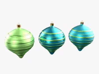 Christmas Tree Ornament Set9 - Turquoise Green  Low-poly 3D model