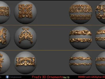 Freds ORNAMENT IMM-3dModels-4kAlpha Vol 13 Low-poly 3D model