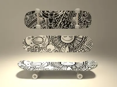  Realistic Hi-poly Skateboard 3D Model 3D model