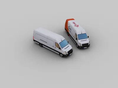 Lowpoly Van 5 mercedes benz vans Low-poly 3D model