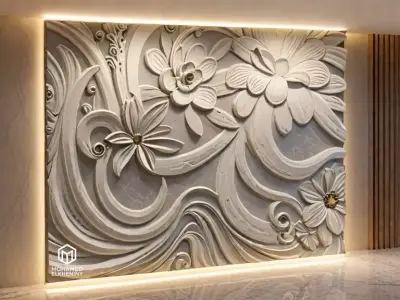 CNC STL Relief Panel Classic Floral Art Carving File 263 3D model