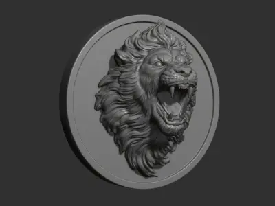 Lion with an open mouth 3D print model