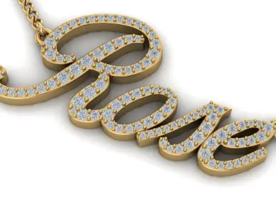 Custom Diamond Name Pendant ROSE 3D print model