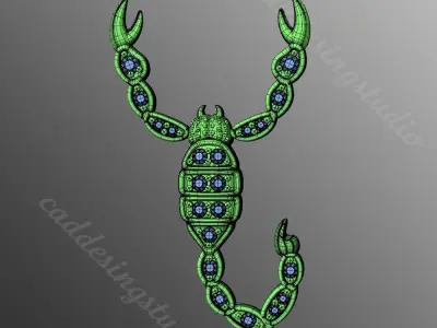 Pendantrk13 scorpion pendant with stones 3D print model