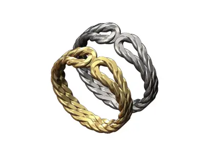 Faceted Twisted wire double loop band 3D print model