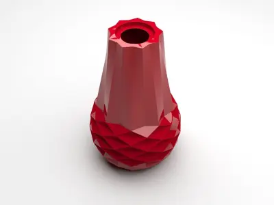 Bordo Red Vase With Rhombuses 3D model