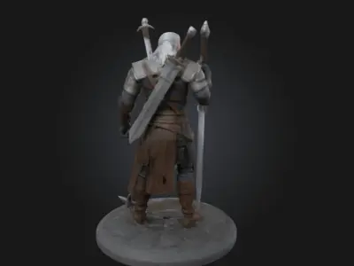 Geralt of Rivia 3D Printable Statue  The Witcher Collectible 3D print model