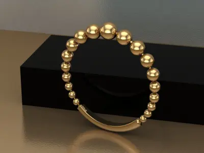 Modern Beaded Ring  - Gold and Silver Variants Free 3D print model